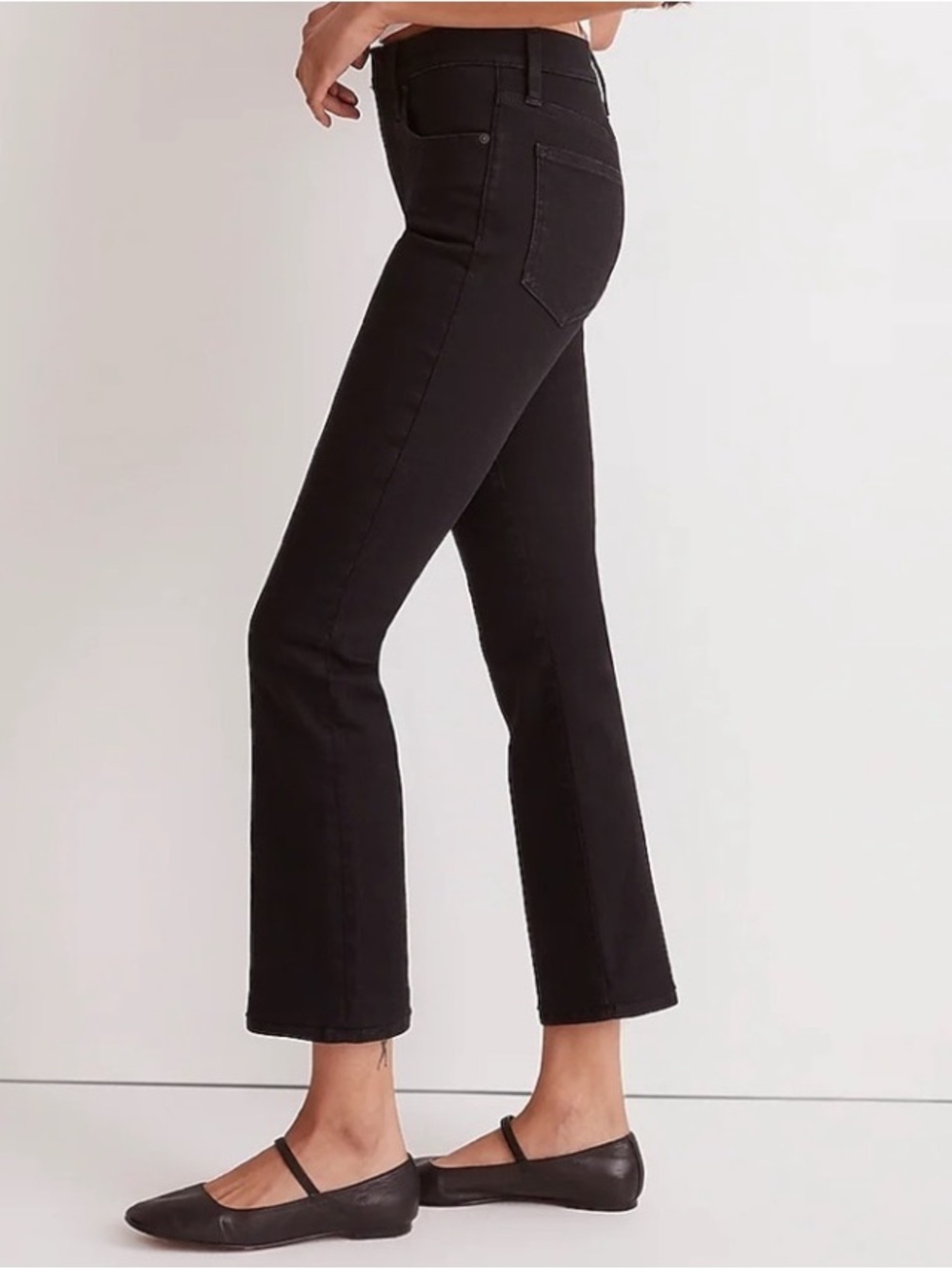 Madewell Women's Mid-Rise Kick Out Crop Flare Stretch Black Jeans Size 28 - Picture 4 of 14
